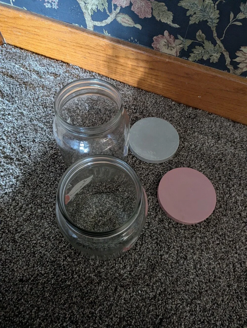 Vintage Ball Glass Storage Jars with Duck Bow Motifs Grannycore